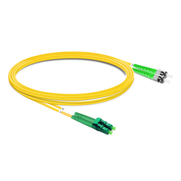 1m (3ft) Duplex OS2 Single Mode LC APC to ST APC PVC (OFNR) Fiber Optic Cable