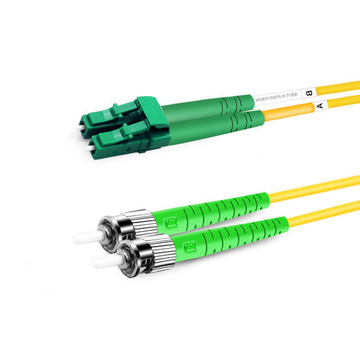 5m (16ft) Duplex OS2 Single Mode LC APC to ST APC PVC (OFNR) Fiber Optic Cable