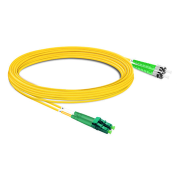 10m (33ft) Duplex OS2 Single Mode LC APC to ST APC PVC (OFNR) Fiber Optic Cable
