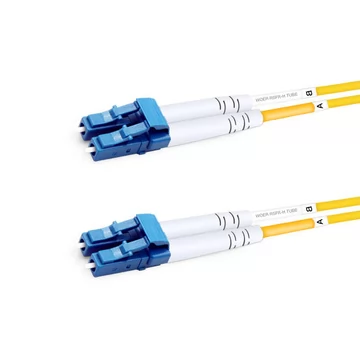 20m (66ft) Duplex OS2 Single Mode LC UPC to LC UPC PVC (OFNR) Fiber Optic Cable