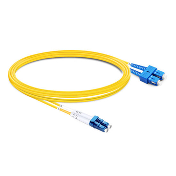 1m (3ft) Duplex OS2 Single Mode LC UPC to SC UPC OFNP Fiber Optic Cable