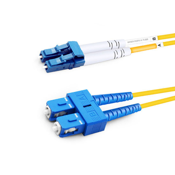3m (10ft) Duplex OS2 Single Mode LC UPC to SC UPC PVC (OFNR) Fiber Optic Cable