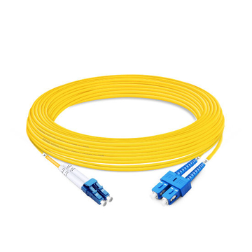 20m (66ft) Duplex OS2 Single Mode LC UPC to SC UPC PVC (OFNR) Fiber Optic Cable