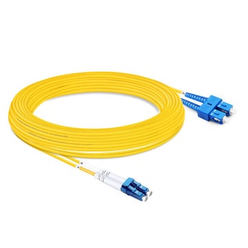7m (23ft) Duplex OS2 Single Mode LC UPC to SC UPC OFNP Fiber Optic Cable