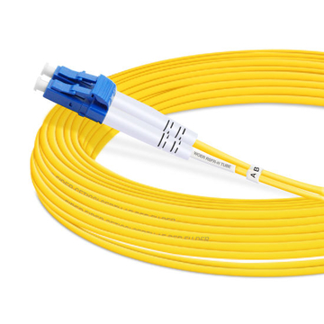 10m (33ft) Duplex OS2 Single Mode LC UPC to SC UPC OFNP Fiber Optic Cable