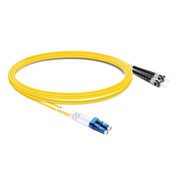 2m (7ft) Duplex OS2 Single Mode LC UPC to ST UPC PVC (OFNR) Fiber Optic Cable