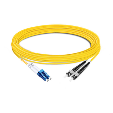 LC UPC to ST UPC Duplex OS2 SM PVC Fiber Optic Cable 7m | FiberMall