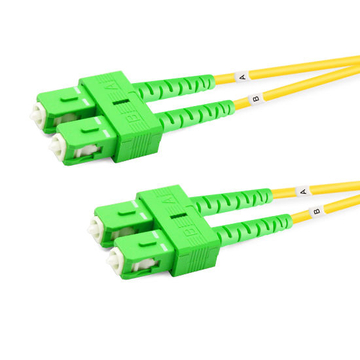 2m (7ft) Duplex OS2 Single Mode SC APC to SC APC PVC (OFNR) Fiber Optic Cable