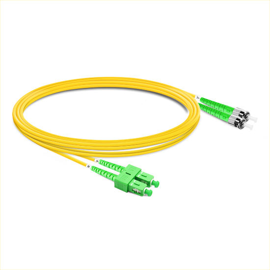 SC APC to ST APC Duplex OS2 SM PVC Fiber Optic Cable 3m | FiberMall