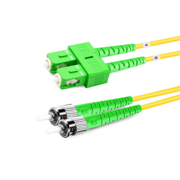 Cable de fibra óptica de 1 m (3 pies) dúplex OS2 monomodo SC APC a ST APC PVC (OFNR)