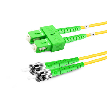 2m (7ft) Duplex OS2 Single Mode SC APC to ST APC PVC (OFNR) Fiber Optic Cable