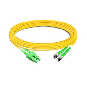Cable de fibra óptica de 7 m (23 pies) dúplex OS2 monomodo SC APC a ST APC PVC (OFNR)