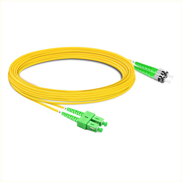 7m (23ft) Duplex OS2 Single Mode SC APC to ST APC PVC (OFNR) Fiber Optic Cable