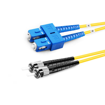 7m (23ft) Duplex OS2 Single Mode SC UPC to ST UPC PVC (OFNR) Fiber Optic Cable