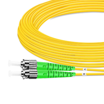 10m (33ft) Duplex OS2 Single Mode ST APC to ST APC PVC (OFNR) Fiber Optic Cable