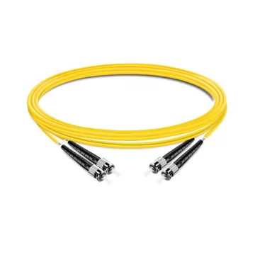 Cable de fibra óptica de PVC (OFNR) Dúplex OS1 monomodo ST UPC a ST UPC de 3 m (2 pies)