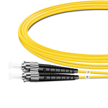 Cable de fibra óptica de PVC (OFNR) Dúplex OS1 monomodo ST UPC a ST UPC de 3 m (2 pies)