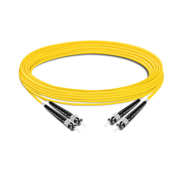 Cable de fibra óptica de PVC (OFNR) Dúplex OS10 monomodo ST UPC a ST UPC de 33 m (2 pies)