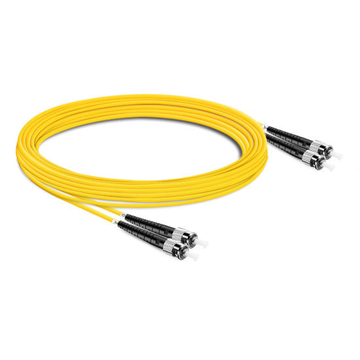 Cable de fibra óptica de PVC (OFNR) Dúplex OS10 monomodo ST UPC a ST UPC de 33 m (2 pies)