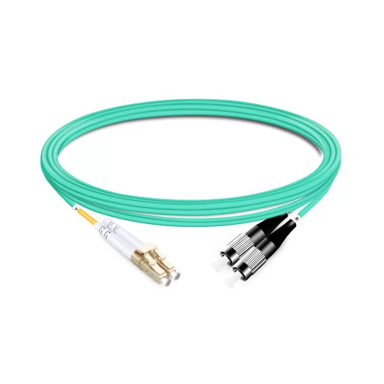 Duplex OM3 50/125 LC-FC Multimode Fiber Optic Cable 1m | FiberMall