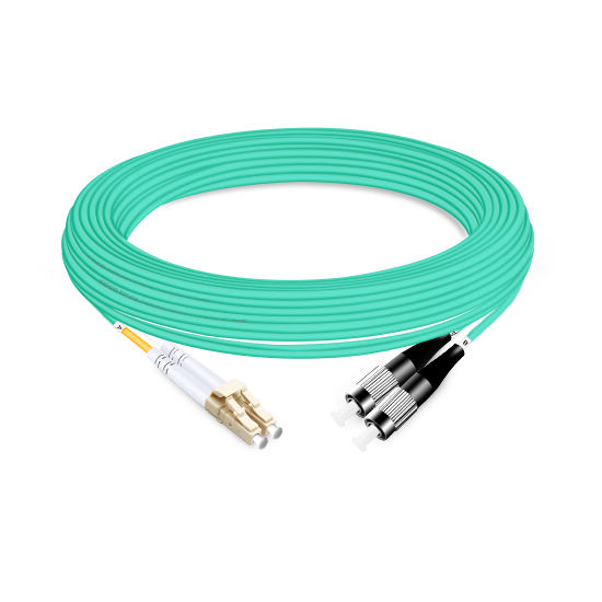 Duplex OM3 50/125 LC-FC Multimode Fiber Optic Cable 7m | FiberMall