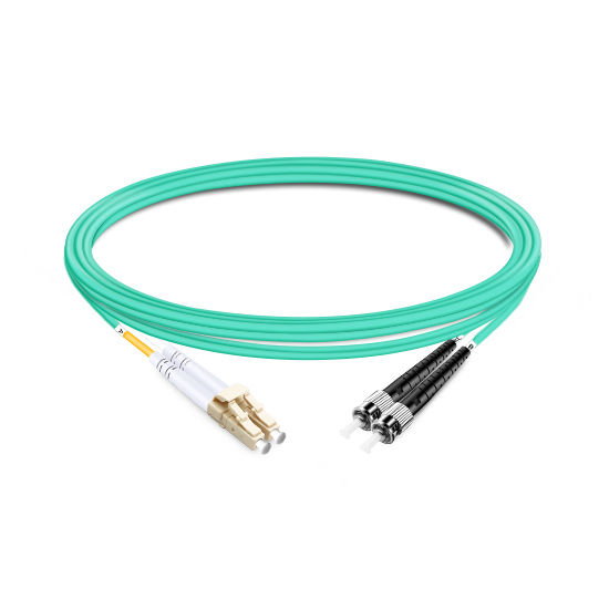 Duplex OM4 50/125 LC-ST Multimode Fiber Optic Cable 1m | FiberMall