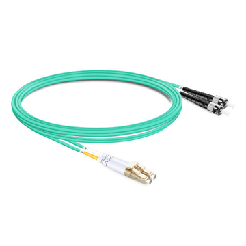 Cable de fibra óptica de 1 m (3 pies) dúplex OM4 multimodo LC UPC a ST UPC PVC (OFNR)