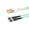 Cable de fibra óptica de 5 m (16 pies) dúplex OM4 multimodo LC UPC a ST UPC PVC (OFNR)