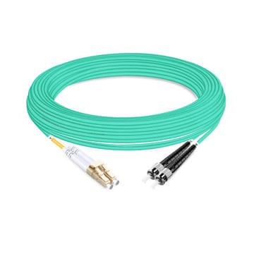 Duplex OM4 50/125 LC-ST Multimode Fiber Optic Cable 10m | FiberMall
