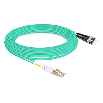 10m (33ft) Duplex OM3 Multimode LC UPC to ST UPC PVC (OFNR) Fiber Optic Cable