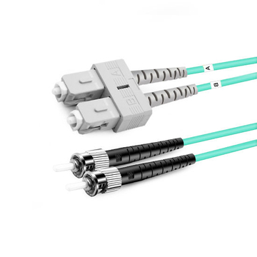 Cable de fibra óptica de 3 m (10 pies) dúplex OM3 multimodo SC UPC a ST UPC PVC (OFNR)