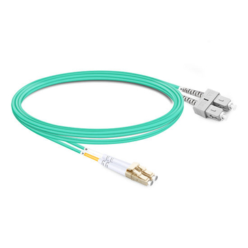 4 m (13 pies) Dúplex OM4 Multimodo LC UPC a SC UPC Cable de fibra óptica PVC (OFNR)