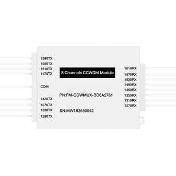 Passiva CCWDM Comprimentos de Onda de Fibra Única Mux Módulo de Caixa de Alumínio 8CH 16 Comprimentos de Onda (TX: 1290/1330/1370/1430/1470/1510/1550/1590nm RX: 1270/1310/1350/1450/1490/1530/1570/1610nm)