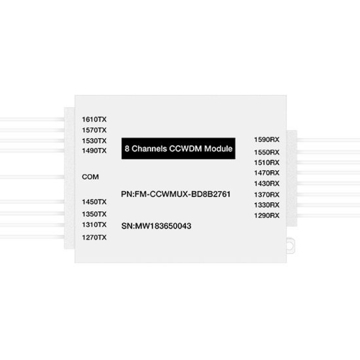 Módulo de caja de aluminio Mux de longitudes de onda de fibra única CCWDM pasivo 8 canales 16 longitudes de onda (TX: 1270/1310/1350/1450/1490/1530/1570/1610nm RX: 1290/1330/1370/1430/1470/1510/1550/1590nm)