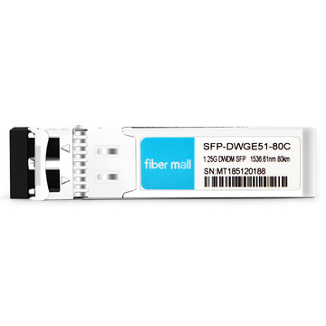 SFP-DWGE51-80C 1.25G DWDM SFP C51 100GHz 1536.61nm 80km LC SMF DDM Transceiver Module