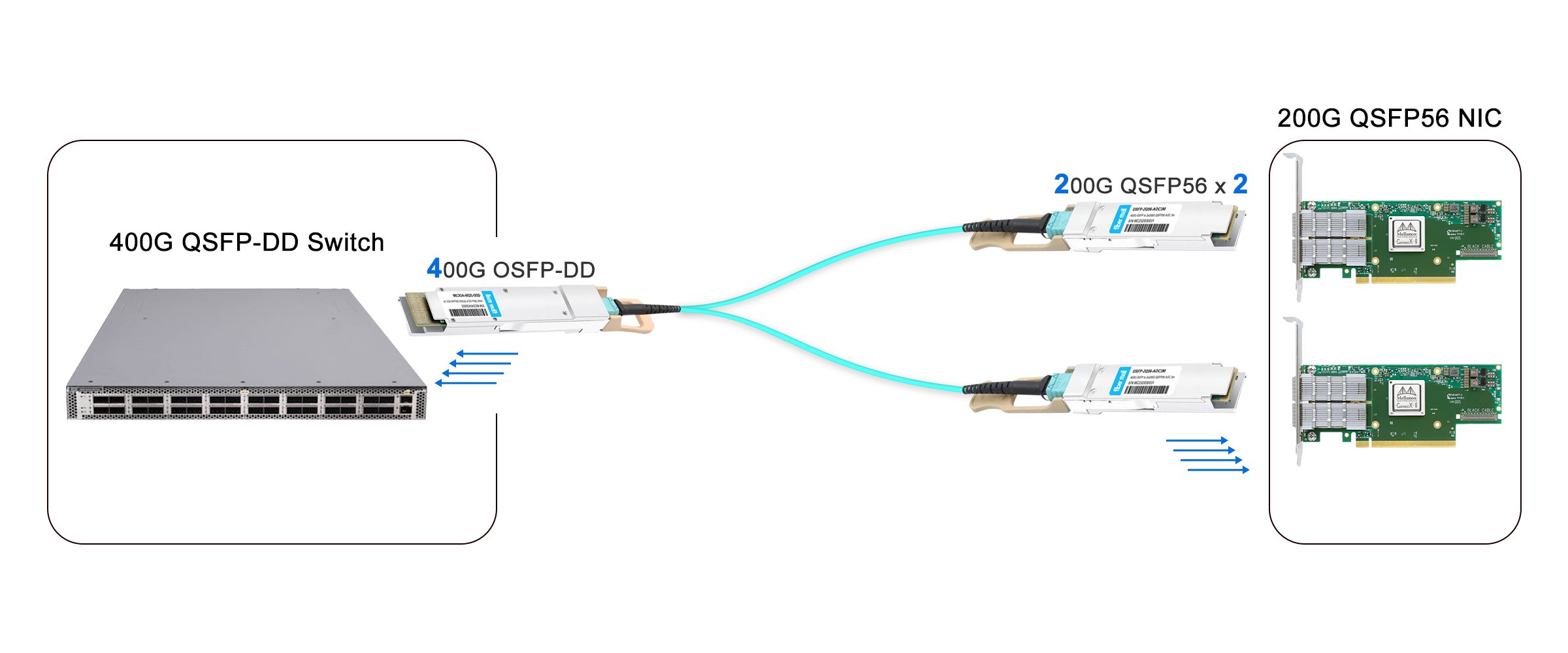 400G to 2x200G links for Switch to NIC