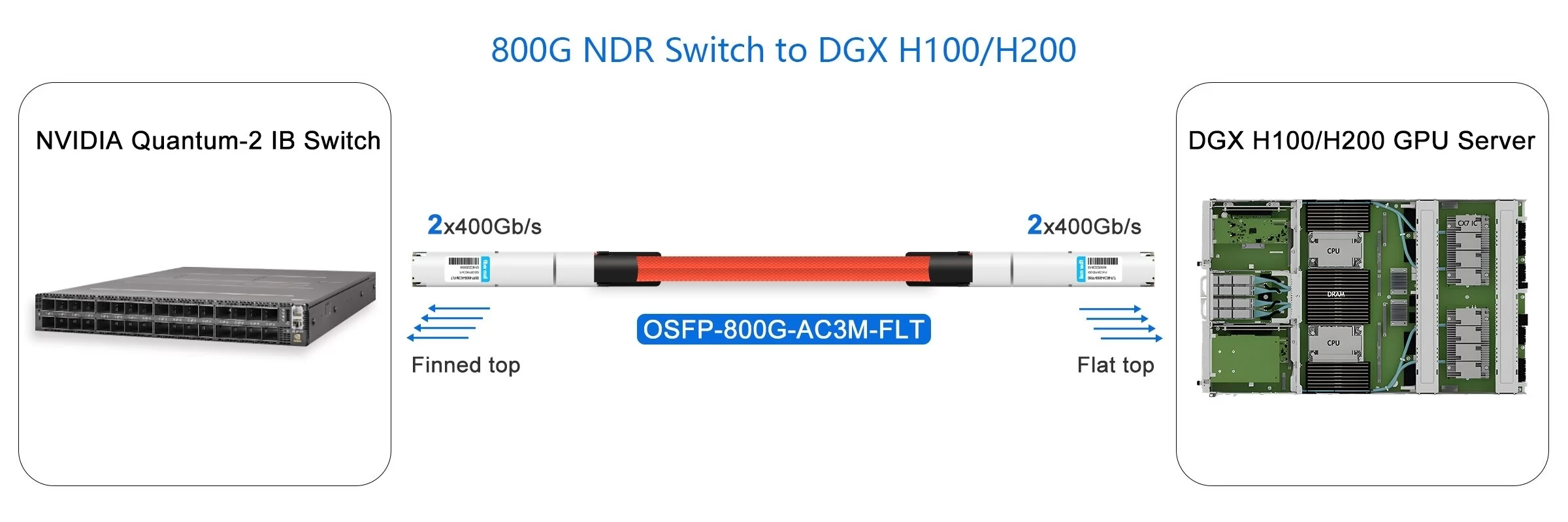 800G NDR Switch to DGX H100/H200