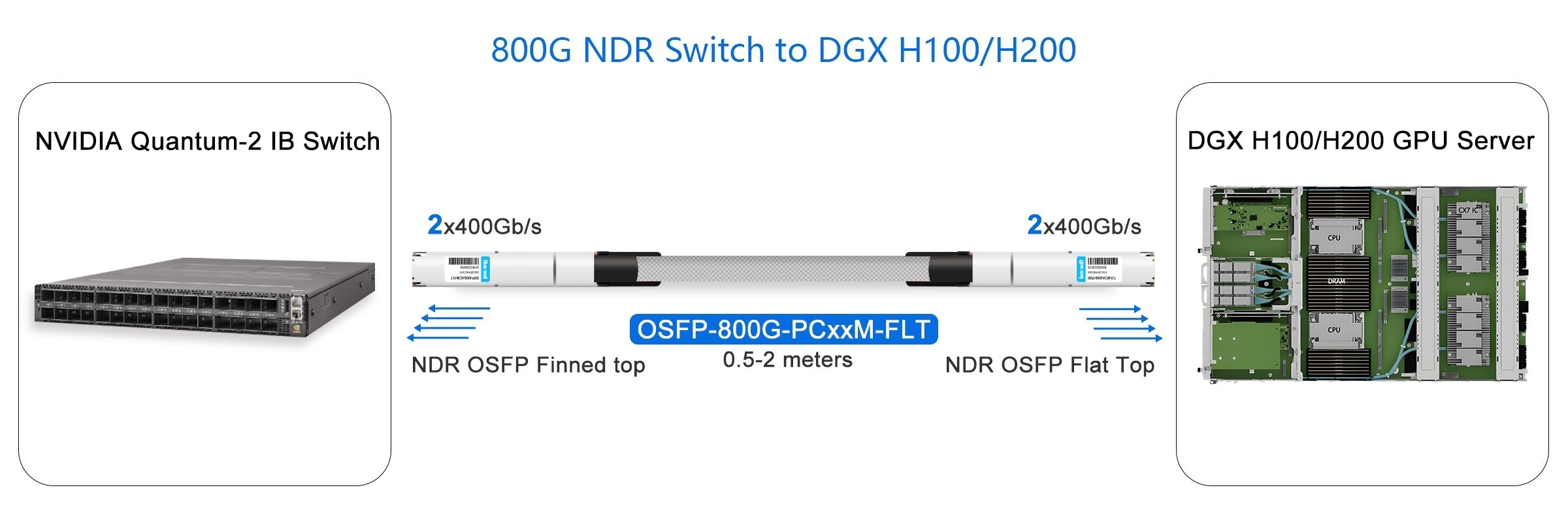 800G OSFP NDR Switch to DGX H100/H200