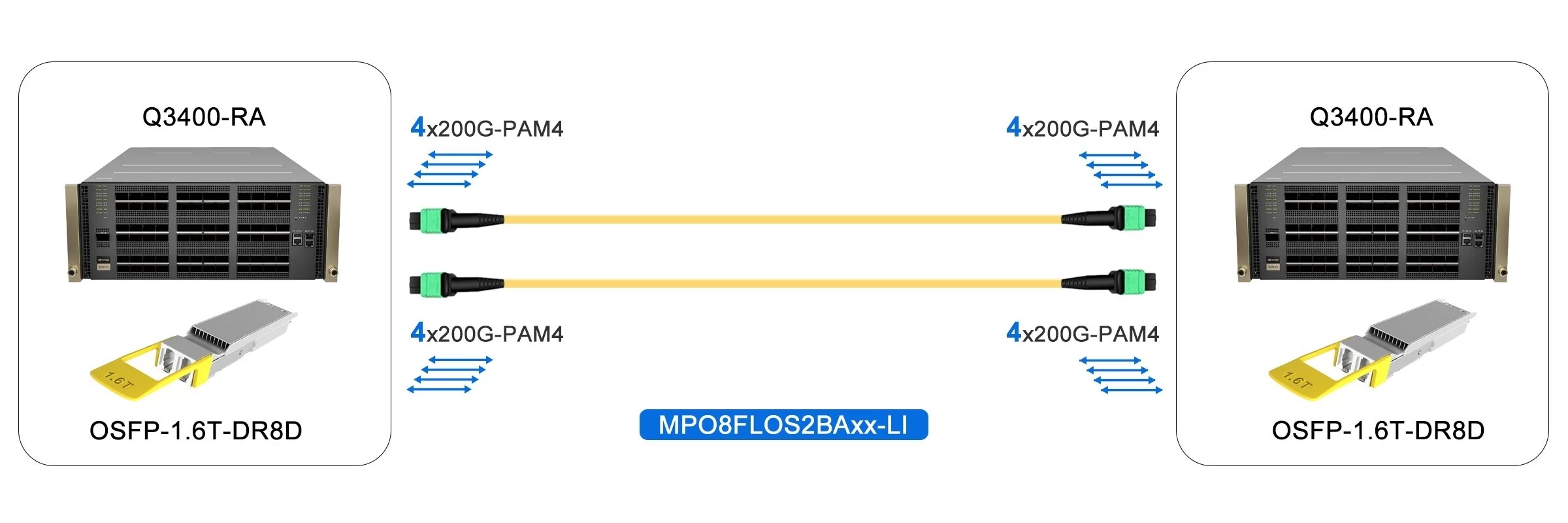 1.6T InfiniBand XDR Switch to 1.6T InfiniBand XDR Switch