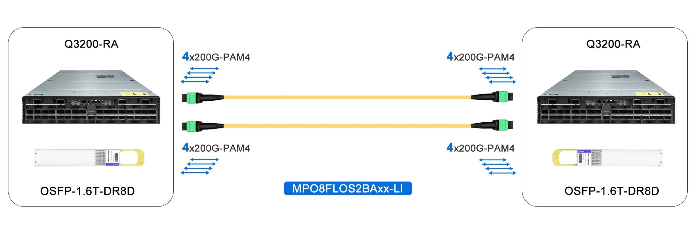 1.6T InfiniBand XDR Switch to 1.6T InfiniBand XDR Switch