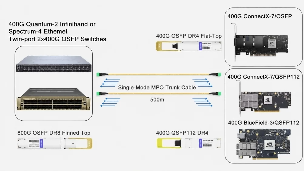 2x400G to 400G Links